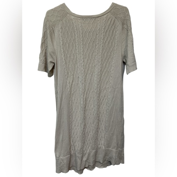 Peruvian Connection Oatmeal Cable Knit Alpaca Short Sleeve Sweater Dress NWOT - Picture 2 of 4